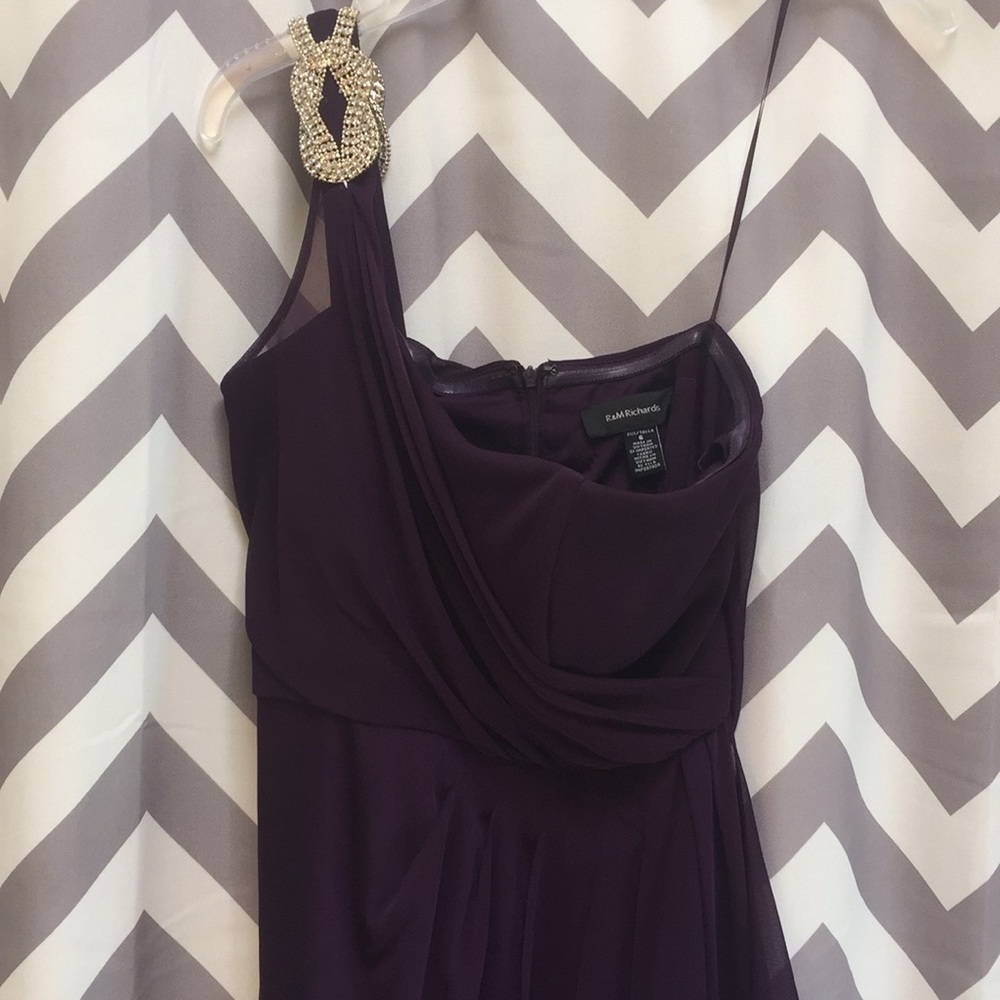 Plum one shoulder prom dress